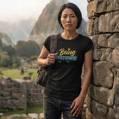 BEING POSITIVE (सकारात्मक) Women's Round Neck Tshirt