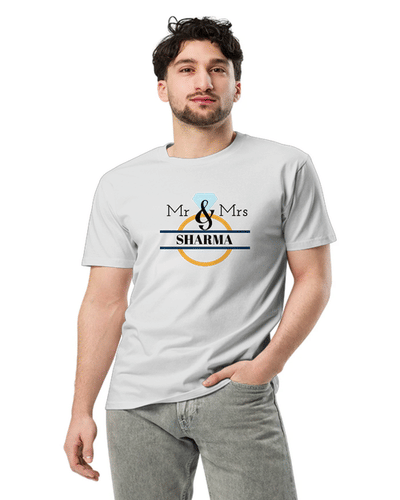 MR & MRS Surname Him Unisex Round Neck T-Shirt
