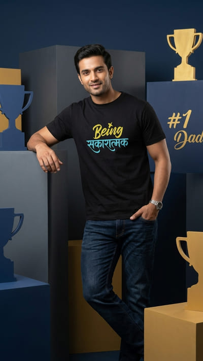 BEING POSITIVE (सकारात्मक) Unisex Round Neck T-Shirt