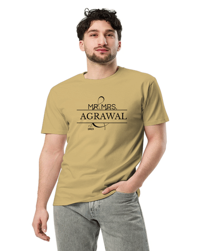 Mr. & Mrs. Custom Surname Tee Unisex Round Neck T-Shirt