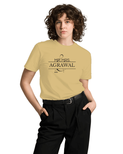 Mr. & Mrs. Custom Surname Tee Unisex Round Neck T-Shirt